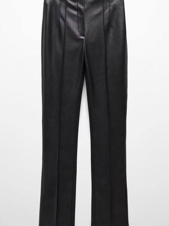 Mango Pants - Mango Black Faux-Leather Flared Trousers
